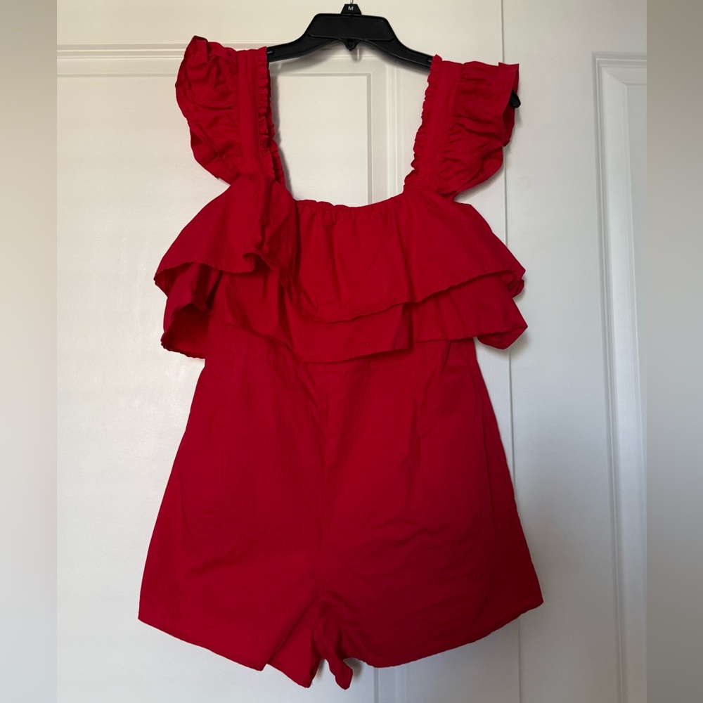 Red Ruffled Sleeveless Women’s Romper